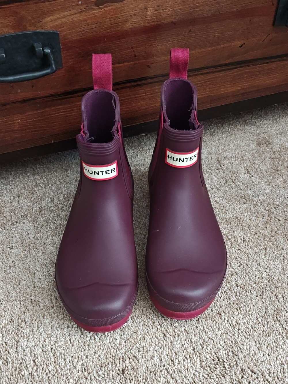Hunter Chelsea Rain Boots in Deep Wine